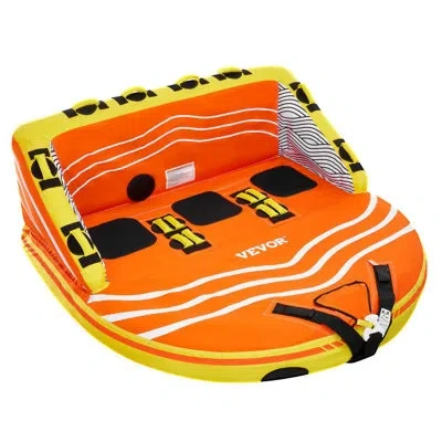 Vevor Towable Tube For Boating 1-3 Riders Inflatable Boating Tubes Towable Water Sport In Yellow;white;orange