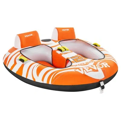 Vevor Towable Tubes For Boating 2-person Inflatable Boating Towables With 2 Cockpits In Yellow;white;orange