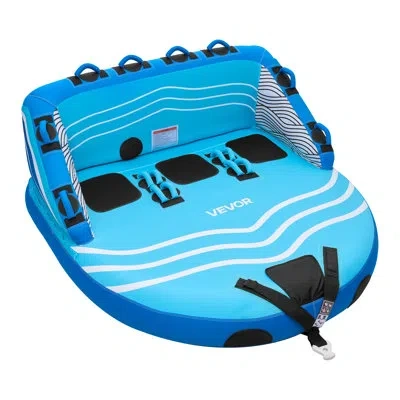 Vevor Towable Tubes For Boating, 3-rider Inflatable Towable Tube For Boat To Pull, 510 Lbs Capacity Water  In Blue