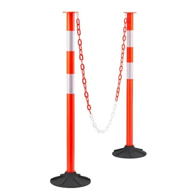 Vevor Traffic Delineator Posts 34 In Safety Cones Weighted Base & Chains In Black;orange