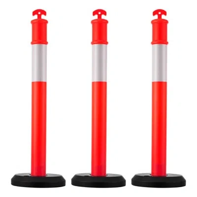 Vevor Traffic Delineator Posts 48 In Traffic Safety Cones Fillable Base In Black;red