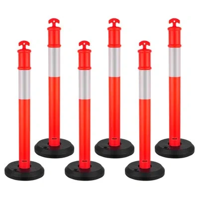 Vevor Traffic Delineator Posts 48 In Traffic Safety Cones Fillable Base In Black;red