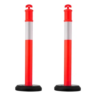 Vevor Traffic Delineator Posts 48 In Traffic Safety Cones Fillable Base In Red