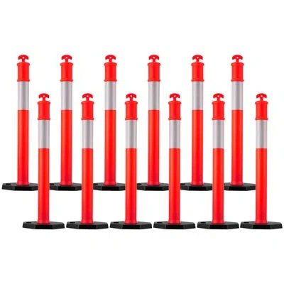 Vevor Traffic Delineator Posts 48 In Traffic Safety Cones Weighted Base In Black;red