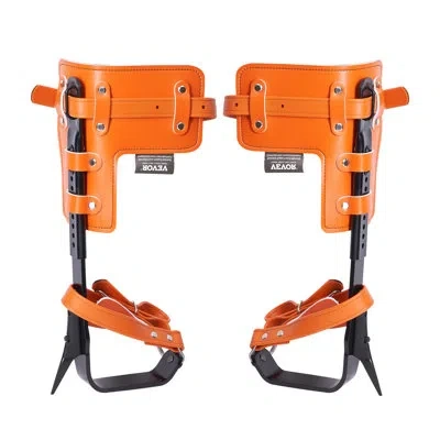 Vevor Tree Climbing Spikes Set Climbing Spurs Alloy Steel Safety Rope Hareness In Orange