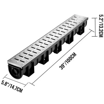 Vevor Trench Linear Grid Bathroom Sink Drain In Black & Sliver