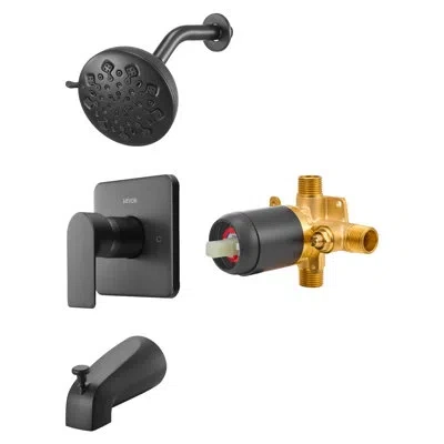 Vevor Tub And Shower Faucet Set, 5-inch Rainfall Shower Head And Bathtub Spout, Complete Single-handle Tub In Matte Black