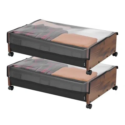 Vevor Under Bed Storage With Wheels 25.6x18.1x7.1 Inch Rolling Storage Bags In Brown