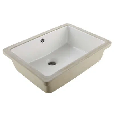 Vevor Undermount Bathroom Sink, 18.5 X 13.19 Inch Rectangular White Ceramic Vessel Sink With Overflow Hole In Natural