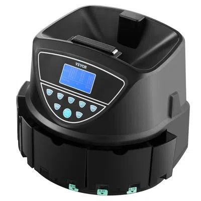 Vevor Upgraded Coin Counter & Sorter, Coin Sorter And Wrapper Machine With Intuitive Display, Change Count In Black