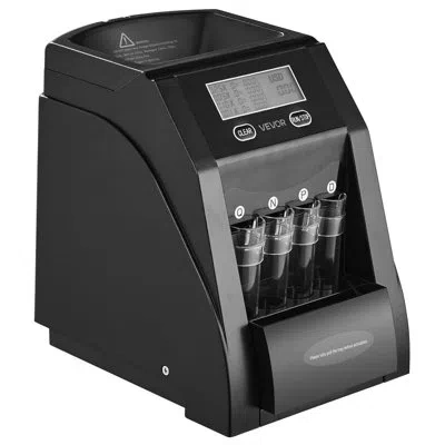 Vevor Usd Coin Sorter With Lcd Screen Display Holds Up To 200 Coins 4 Coin Tubes In Black
