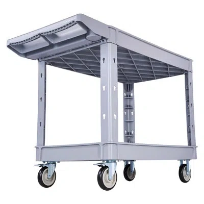 Vevor Utility Cart, 550 Lbs Capacity, 2 Tier Service Cart With 360° Swivel & Fixed Wheels (2 With Brakes), In Gray