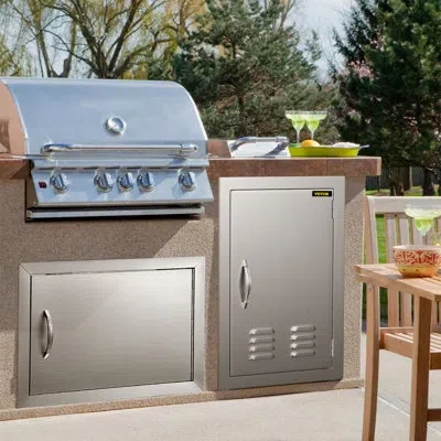 Vevor Ventilation 24" X 17" Outdoor Kitchen Bbq Island Components Stainless Steel Bbq Access Door In Silver