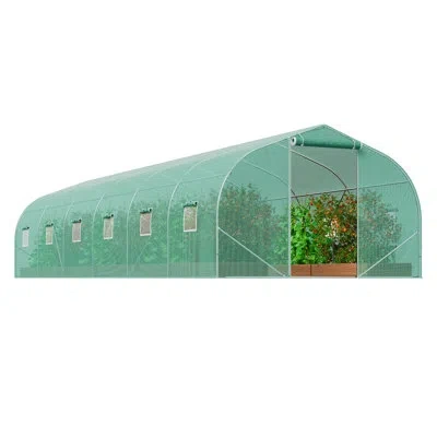 Vevor Walk-in Tunnel Greenhouse, 29.5x9.8x6.6 Ft Hoop House Greenhouse Tunnel, Roll-up Zipper Door And 12 