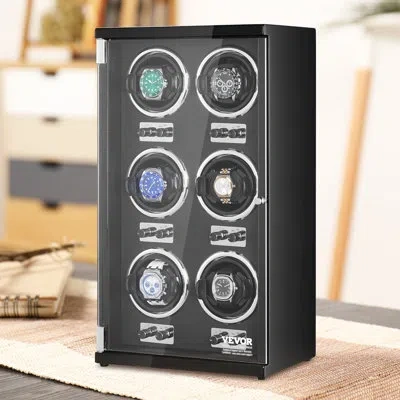 Vevor Watch Winder For 6 Automatic Watches, Quiet Japanese Motors In Black