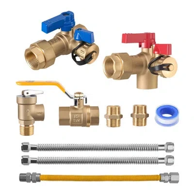 Vevor Water Heater Kit, 3/4 Inch Cold & Hot Water Plumbing Repair Kit With 600 Wog Isolation Valves, Press In Stainless Steel;brass