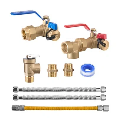 Vevor Water Heater Kit, 3/4 Inch Cold & Hot Water Plumbing Repair Kit With 600 Wog Isolation Valves, Press In Stainless Steel;brass