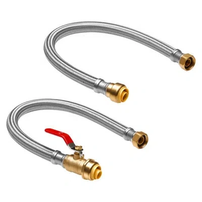 Vevor Water Heater Kit, Push-fit Valve Flexible Water Heater Connector With 3/4" Fip X 3/4" Ptc Ball Valve In Stainless Steel