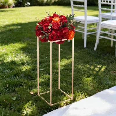 Vevor Wedding Flower Stand,  23.62-inch Column Flower Stand, Floral Stands With Hidden Screw, Rectangular  In Gold