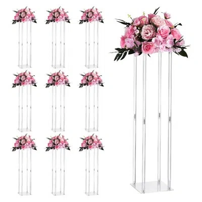 Vevor Wedding Flower Stand,  31.5-inch Column Flower Stand, Floral Stands With Acrylic Laminate, Cylindric In Clear