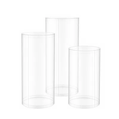 Vevor Wedding Flower Stand, 3pcs 23.62/29.53/35.43 Inch Round Cylinder Plinth, Clear Pedestal Stand With T