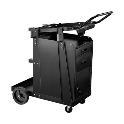 Vevor Welding Cart 2 Drawers Heavy Duty Welder Cart & Lockable Cabinet 350lbs Loading In Black