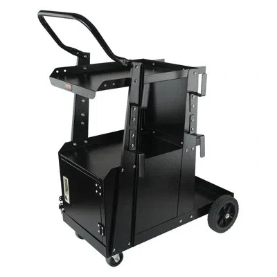 Vevor Welding Cart, 2-tier Heavy Duty Welder Cart With Anti-theft Lockable Cabinet In Black