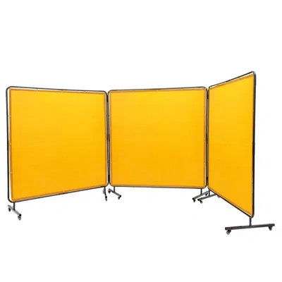Vevor Welding Screen With Frame, 6' 3 Panel Welding Curtain Screens, Flame-resistant Vinyl Welding Protect In Yellow