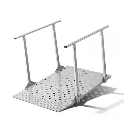 Vevor Wheelchair Ramp With Handrails, 44.9 X 33.5 In, Heavy Duty Aluminum Handicap Ramp, 440 Lbs Capacity, In Silver