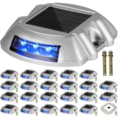 Vevor White Solar Driveway Lights 16-pack Solar Dock Lights Led Pathway Lights W/ Switch Button In Blue