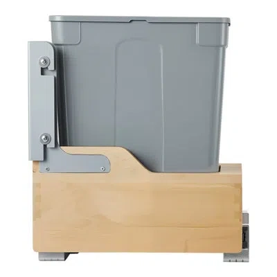 Vevor Wood Pullout Trash Can For Kitchen Cabinets, 35 Qt Garbage Waste Recycling Bin, Under Mount Waste Co In Blue