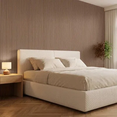 Vevor Wood Wall Panels, 96.1 X 11 In, Acoustic Slat Panels, Walnut Finish, Sound Absorbing For Living Room In Brown