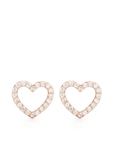 Veynou Crystal-embellished Heart-motif Stud Earrings In Rosa