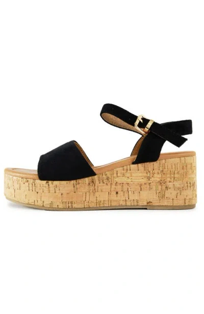 V.gan London V.gan Womens Gotu Wedge Cork Sandals In Black