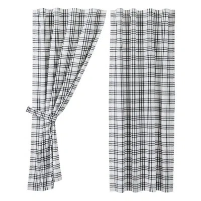 Vhc Brands 100% Cotton Plaid Room Darkening Rod Pocket Single Curtain Panels In Black;white