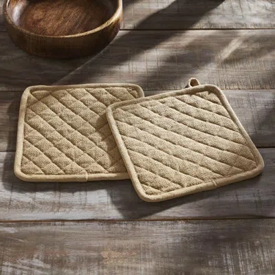 Vhc Brands 100% Cotton Pot Holder Set In Tan