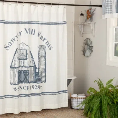 Vhc Brands 100% Cotton Single Shower Curtain In Blue;white