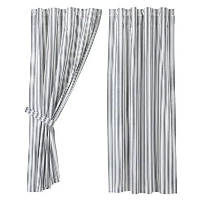 Vhc Brands 100% Cotton Striped Room Darkening Rod Pocket Single Curtain Panel In Black;white
