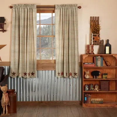 Vhc Brands Abilene Star 100% Cotton Solid Color Room Darkening Rod Pocket Curtain Panels In Brown;red;tan