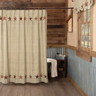 Vhc Brands Abilene Star Cotton Geometric Single Shower Curtain In Black;red;tan