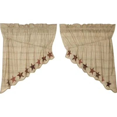 Vhc Brands Abilene Star Cotton Scalloped 72" Window Valance In Brown;red;tan