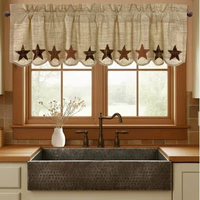 Vhc Brands Abilene Star Cotton Scalloped Window Valance In Brown;red;tan