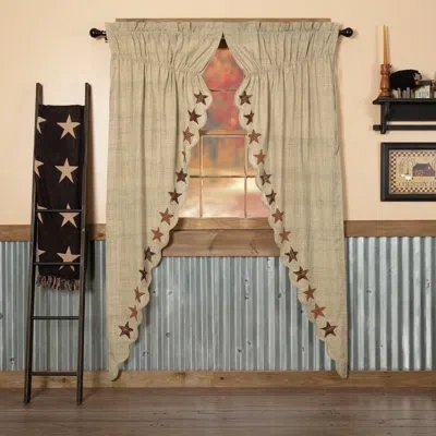 Vhc Brands Abilene Star Long Cotton Geometric Room Darkening Rod Pocket Panel Pair In Brown;red;tan