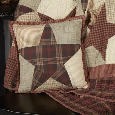 Vhc Brands Abilene Star Quilted Pillow 12x12 In Brown;red;tan