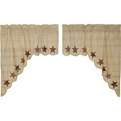Vhc Brands Abilene Star Scalloped 72" Window Valance In Brown;red;tan