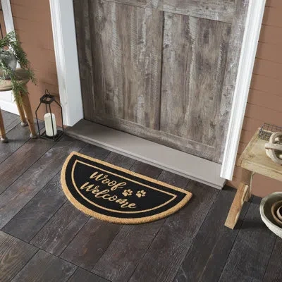 Vhc Brands Alexis Woof Welcome Coir Rug Half Circle 16.5x33 In Black;tan