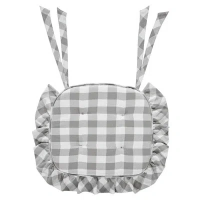 Vhc Brands Annie Buffalo Check 1 - Piece Chair Pad In White;gray