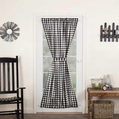 Vhc Brands Annie Buffalo Check 100% Cotton Checkered Room Darkening Rod Pocket French Door Curtain In Black