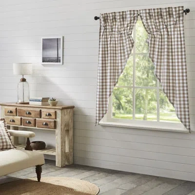 Vhc Brands Annie Buffalo Check 100% Cotton Gingham Room Darkening Rod Pocket Curtain Panels In Portabella