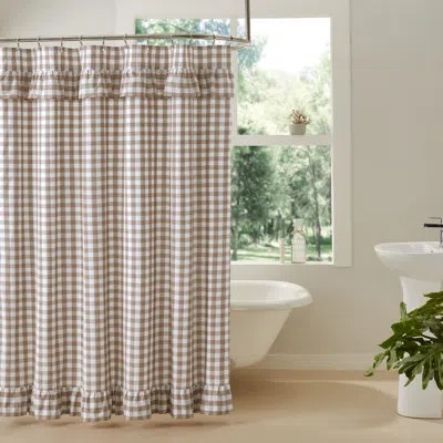 Vhc Brands Annie Buffalo Check 100% Cotton Gingham Single Shower Curtain In Brown